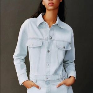 Zara Women’s Light Blue Short Mini Denim Shirt Dress W/Pockets